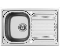 Evier de Cuisine 86x50cm Évier Encastré Sparta Inox Égouttoir 2x Trou Robinet