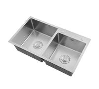 Évier de cuisine à 2 bacs encastrables en acier inoxydable - Double bac avec égouttoir - Rectangulaire - Avec égouttoir - Double étagère - 78 x 43 x 21 cm