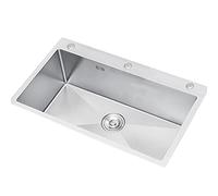 Évier de cuisine à cuve unique en acier inoxydable 304 avec kit de vidange et facile à nettoyer, parfait pour un usage domestique et commercial