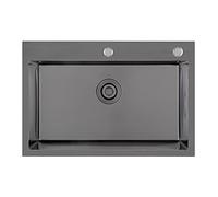 Évier de cuisine à cuve unique en acier inoxydable à 2 trous avec filtre et grille inférieure de 60 cm, 65 cm, 67 cm, montage sur le dessus, parfait pour les cuisines modernes