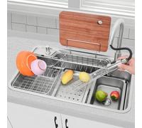 Évier de cuisine à cuve unique en acier inoxydable avec accessoires et kit de vidange, design intégré pour une installation facile et une utilisation durable