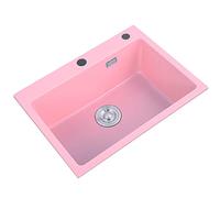 Évier de cuisine à cuve unique en granit avec tuyau de vidange et kit d'installation durable, facile à nettoyer, design moderne pour la maison et l'extérieur