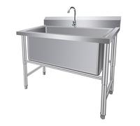 évier De Cuisine à Cuve Unique Sur Pied, évier De Cuisine De Restaurant Commercial, Lavabo De Préparation Et De Lavage Utilitaire, Ensemble D'évier à Cuve Unique En Acier Inoxydable(32in/80cm)