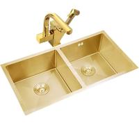 Évier de cuisine à double cuve avec pistolet pulvérisateur en acier inoxydable 304 - Installation facile à nettoyer - Design moderne pour la maison et le restaurant