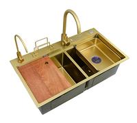 Évier de cuisine à double cuve en acier inoxydable avec robinet et vidange, idéal pour la chambre, la préparation du bar et l'utilisation de camping-car, installation en installation en amont ou en