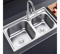 Évier de cuisine à double cuve en acier inoxydable de 81,3 cm - Design d'angle rond encastrable pour bar de ferme, camping-car, maison moderne - Facile à nettoyer, robinet non inclus