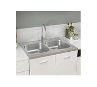 VidaXL Évier de cuisine à double lavabo Argenté 800x600x155 mm Inox