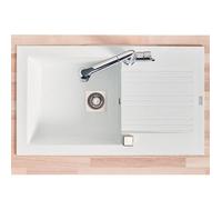 Evier de cuisine à encaster 1 cuve bac en résine minérale Blanc 86 x 50 cm