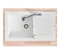 Evier de cuisine à encaster 1 cuve bac en résine minérale Blanc 86 x 50 cm Blanc