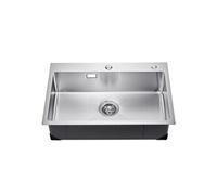 VEVOR Évier de cuisine, 68 cm, évier à montage par le haut en acier inox 304, évier à poser à encastrer cuve simple avec accessoires, évier de lave-vaisselle ménager pour camping-car, cuisine, bar