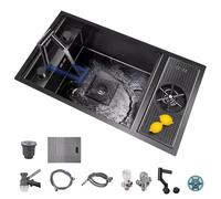 Évier de cuisine, à monter soi-même, peu encombrant avec accessoires, compact et caché, siphon et couvercle inclus, 58 x 32 x 23 cm, idéal pour appartements et villas
