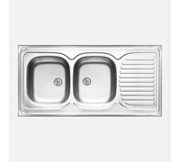Évier de cuisine à poser en acier inoxydable avec 2 baignoires et égouttoir 120 x 60 cm finition satinée - Tavo