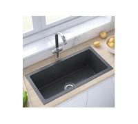 Evier de cuisine à poser - Noir - 1 bac - 60x30x20cm - Acier inoxydable brossé - Qualité alimentaire