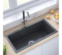 Évier de cuisine à poser VIDAXL - Noir - 1 bac - 60x30x20cm - Acier inoxydable brossé - Qualité alimentaire Noir G