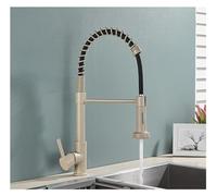 Évier de cuisine à ressort en Nickel brossé, double Mode, pivotant en cuivre, montage sur comptoir, grue de robinet mélangeur chaud et froid(Beige with Dot A)