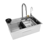 Évier de cuisine à simple bol en acier inoxydable avec robinet amovible Raindance Cascade Évier encastrable en acier inoxydable avec lave-tasses