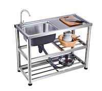 Évier de Cuisine à Une cuve avec Planche à découper - Poste de préparation Utilitaire en Acier Inoxydable pour extérieur, Restaurant Commercial, Bar, buanderie - Évier autoportant en Acier i