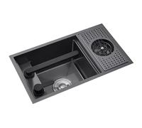 Évier de cuisine à une cuve en acier inoxydable avec couvercle de robinet relevable pour comptoir de bar, restaurant, cuve de lavage de qualité commerciale, installation encastrée (55 * 32 x 23 cm)