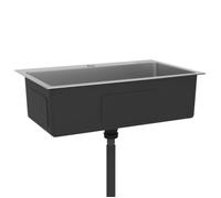 Évier de cuisine - Acier inoxydable - Rectangulaire - 1 bac - Sous plan - Gris