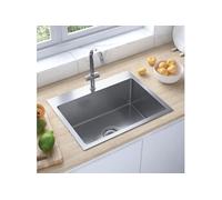 vidaXL Évier de cuisine Rectangulaire 1 bac Acier inoxydable Sous plan Gris