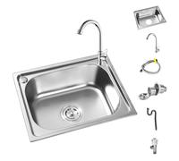 Evier de Cuisine argenté,Éviers cuisine rectangulaire,Lavabo Cuisine,Évier encastré en Acier Inoxydable,1 cuve,profondeur 15 cm à 22 cm,2 trous(38x33x15 cm)