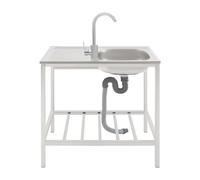 Évier de cuisine autonome avec plan de travail et sous-sol - 1 bac - Évier commercial avec robinet - 75 x 40 x 75 cm