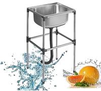 Évier de Cuisine Autonome, Evier Utilitaire en Acier Inoxydable, L'Évier de Bassin Évier À Cuve Unique, pour Extérieur Intérieur, Buanderie, Arrière-Cour, Garage (Size : 42x37x80cm/16.5x14.5x31.5in)