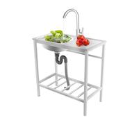 Évier de cuisine, autoportant, avec plan de travail, en acier inoxydable, 75 x 40 x 75 cm, avec robinet réglable à 360 °, pour la maison, la restauration et le sous-sol