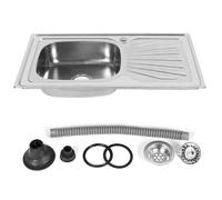 Évier de Cuisine avec 1 Bac Inox et Raccords de Vidange - Évier à Encastrer en Acier Inoxydable - 90×50×15 cm - LVHCMFOHM