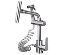 Évier de cuisine avec douchette extractible en acier inoxydable brossé avec pistolet pulvérisateur pivotant mélangeur monotrou d'eau chaude et froide pour évier de cuisine-B