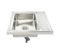 Évier de cuisine avec égouttoir en acier inoxydable 60,2 x 60,2 cm | Modèle utilisable avec tamis et tuyau d'évacuation de 60 cm pour la cuisine et le commerce