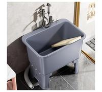 Évier de Cuisine avec Planche à Laver Renforcé par des Vis en Plastique Evier Robinet Construction Monobloc Cuve Profonde H46,5 Cm (18,3") Commandes(Gray,23.6x15.7x18.3")