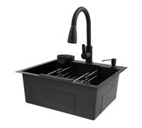 Évier De Cuisine Avec Robinet Extractible, Distributeur Savon Multifonctionnel For Cuisines, Restaurants, Cafés, Bars, Hôtels, Etc Facile à Nettoyer