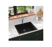 vidaXL Évier de cuisine avec trou de trop-plein Noir Granit 147069