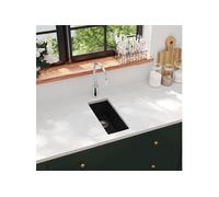 vidaXL Évier de cuisine avec trou de trop-plein Noir Granit 147077
