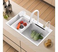 Évier de Cuisine Blancde Qualité Supérieure Station de Travail à Encastrer, Acier Inoxydable 304, Evier de Cuisine Moderne Durable et Polyvalent Évier de Cuisine Intelligent 1 (80 x 45x 22 cm)
