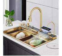 Évier de Cuisine Cascade Multifonction en Acier Inoxydable,Evier de Cuisine Affichage numérique Grand évier simple 75*45cm