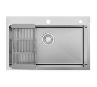 Évier de cuisine - CECIPA MAX - 2 types d'installation - Inox texturé antibactérien - 70x45 cm - 1 bac avec égouttoir