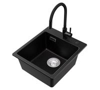 Évier de Cuisine - CECIPA MAX - 40x45CM - Granit - 1bac - Mitigeur Cuisine flexible - pour Armoire de 40 cm