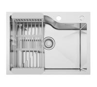 Évier de Cuisine - CECIPA MAX - 60x45CM - Inox - Panier Égouttoir Réglable - 1 Bac