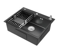 Évier de Cuisine - CECIPA MAX - 60x49CM - Inox - Gris foncé - Distributeur de savon - Panier égouttoir