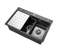 Évier de Cuisine - CECIPA MAX - 70x45CM - Inox 304 - Gris foncé - Panier égouttoir inclus - Distributeur de savon