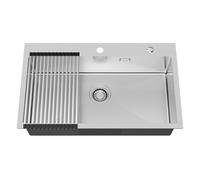 Évier de Cuisine - CECIPA MAX - 75x45CM - Inox Brossé - Égouttoir Pliable - Anti-Odeur