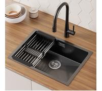 Évier de cuisine - CECIPA - MAX - Acier inoxydable - 60x44cm - Égouttoir noir anthracite