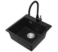 Évier de Cuisine - CECIPA MAX - Granit - 45x45CM - Robinet Flexible - pour Armoire de 45 cm