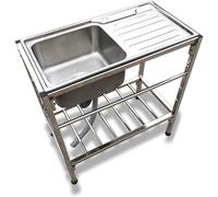 Évier de Cuisine Commercial à cuve Unique en Acier Inoxydable - Idéal pour Les Restaurants, Les blanchisseries et l'utilisation en extérieur (Une Seule Couche sans Robinet)