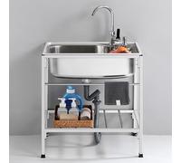 Évier de Cuisine Commercial à Cuve Unique pour Restaurant avec Étagère de Rangement, Évier de Préparation et Utilitaire en Acier Inoxydable pour Buanderie/Jardin/Garage 71 * 50 * 85 cm