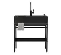 Évier de cuisine commercial avec robinet extractible, en acier inoxydable, avec robinet d'eau chaude froide et égouttoir - Idéal pour bar, restaurant, hôtel, maison