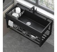 Évier de Cuisine Commercial en Acier Inoxydable 304 avec Support，lavabo Utilitaire de Salle Bain À Montage Mural， Lavabo Simple Simple avec Robinet, Évier pour Lave-Vaisselle，pour Restaurants/magasi