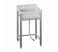 Évier de cuisine commercial en acier inoxydable avec étagère, pour cuisine, restaurant, garage, buanderie - 53 x 53 x 84 cm